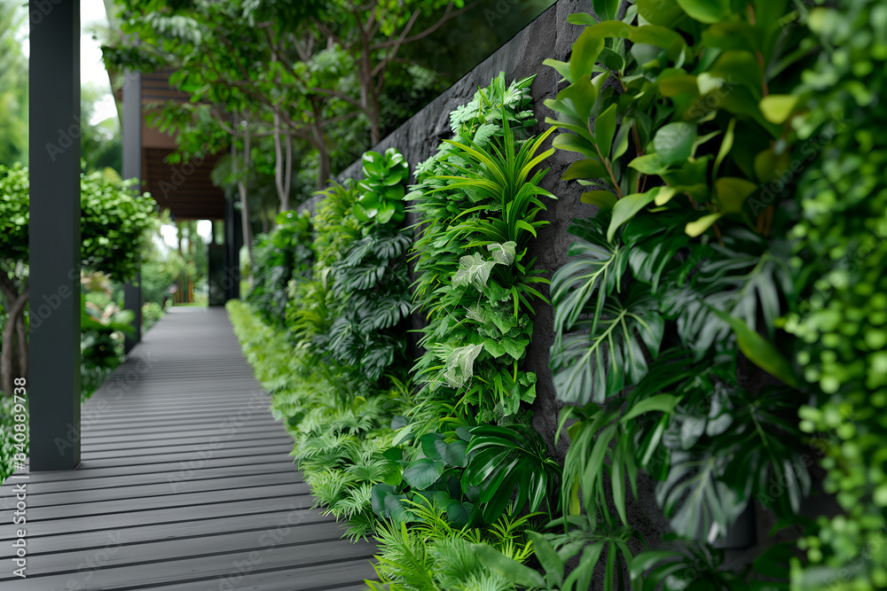 Modern Vertical Garden with Walkway