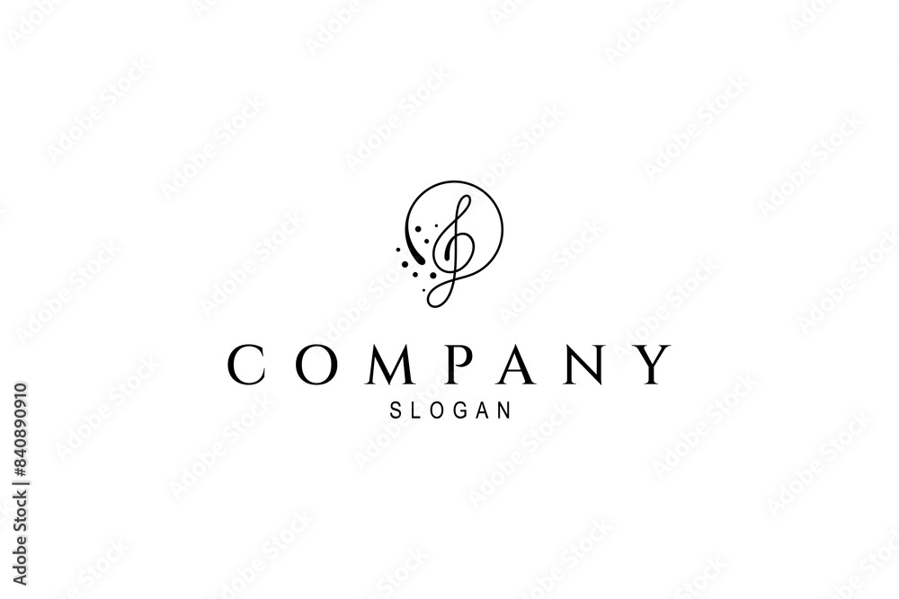 Obraz premium music note icon logo with circle shape in continuous line art design style