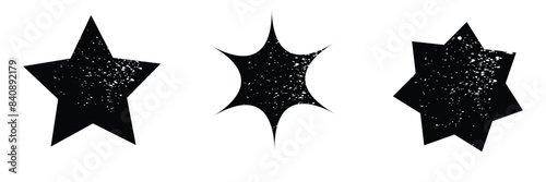 Black and white distressed and disintegrating five-pointed star with a dripping effect, stencil and paint graffiti. The edges of the star are uneven and ragged