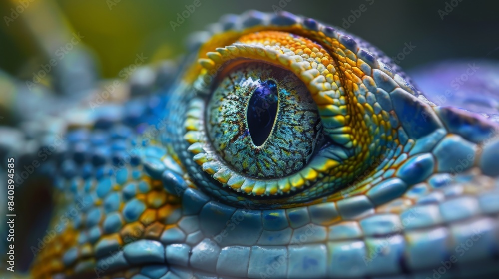 Fototapeta premium Lizard close up eye portrait. Reptile animal nature photo exotic pet macro