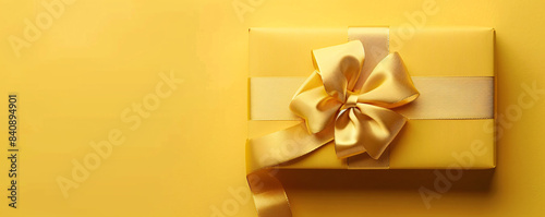 Elegantly wrapped gift box is displayed, prepared for a special event