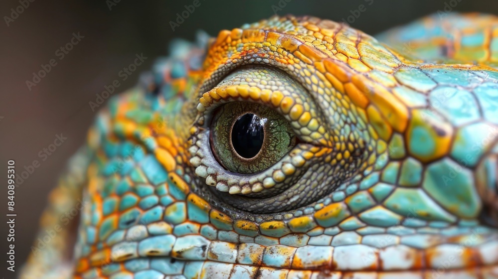Fototapeta premium Lizard close up eye portrait. Reptile animal nature photo exotic pet macro