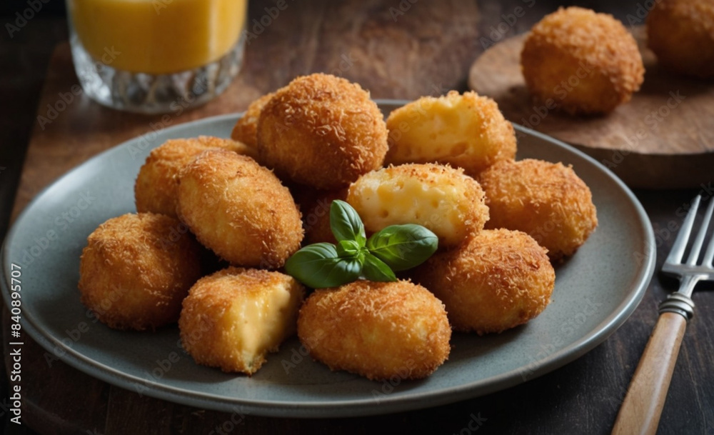 Food Photography Crispy Cheese Croquettes Arranged on a Plate Food Photography Crispy Cheese Croquettes Arranged on a Plate