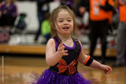 A Young Dancers Joyful Expression at a School Performance