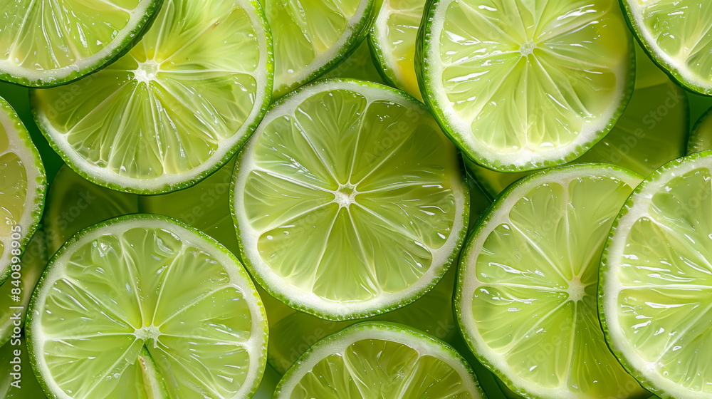 Fresh Lime Slices with Vibrant Green Hues Fresh Lime Slices with Vibrant Green Hues