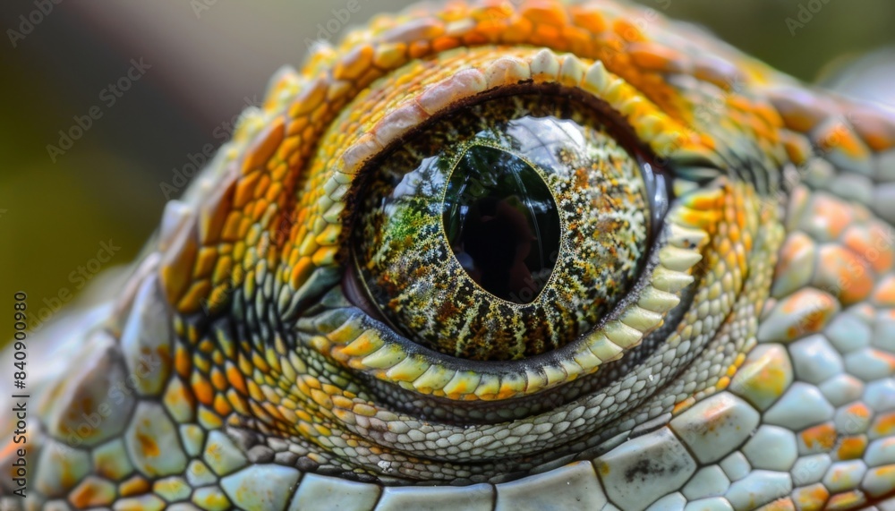 Fototapeta premium Lizard close up eye portrait. Reptile animal nature photo exotic pet macro