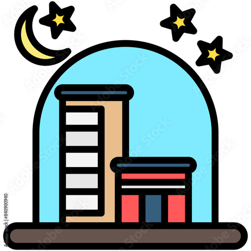 Space Colony lineal multi color icon, related to education and technology theme. use for modern concept, web and app development.