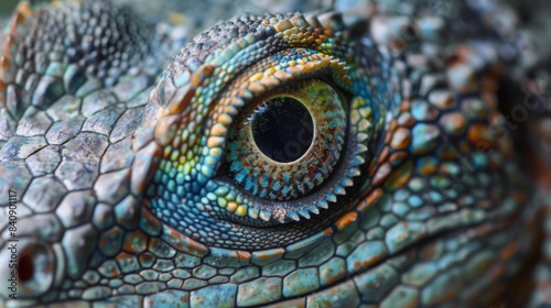 Lizard close up eye portrait. Reptile animal nature photo exotic pet macro