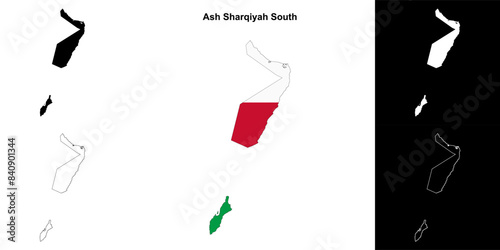 Ash Sharqiyah South governorate outline map set