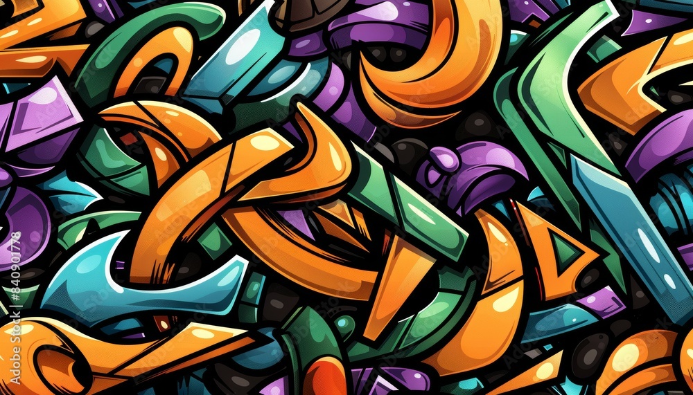 Fototapeta premium Vibrant urban graffiti art expressive tags and street murals reflecting urban energy