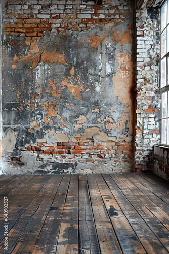 Empty Room With Brick Wall and Wooden Floors