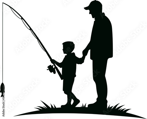 Fishing Father and Son Silhouette