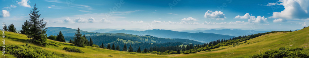 Obraz premium A beautiful landscape with a large mountain range in the background