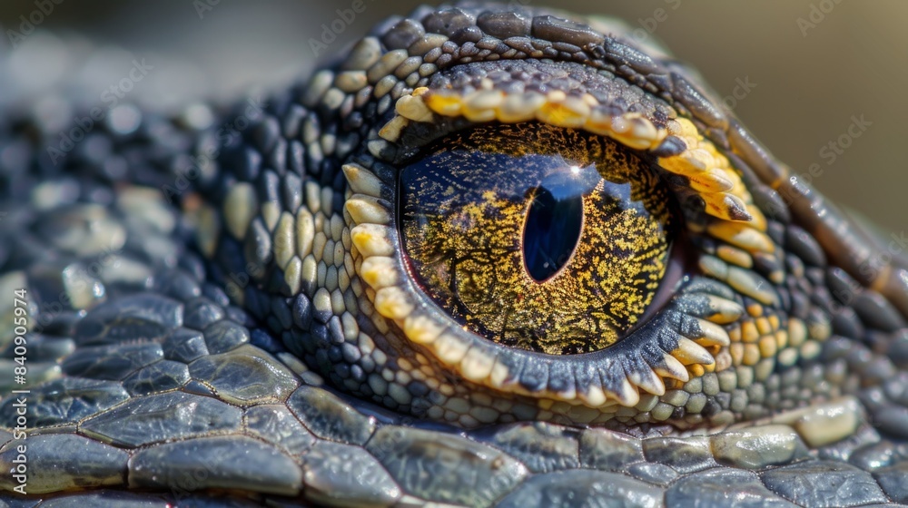 Naklejka premium Lizard close up eye portrait. Reptile animal nature photo exotic pet macro