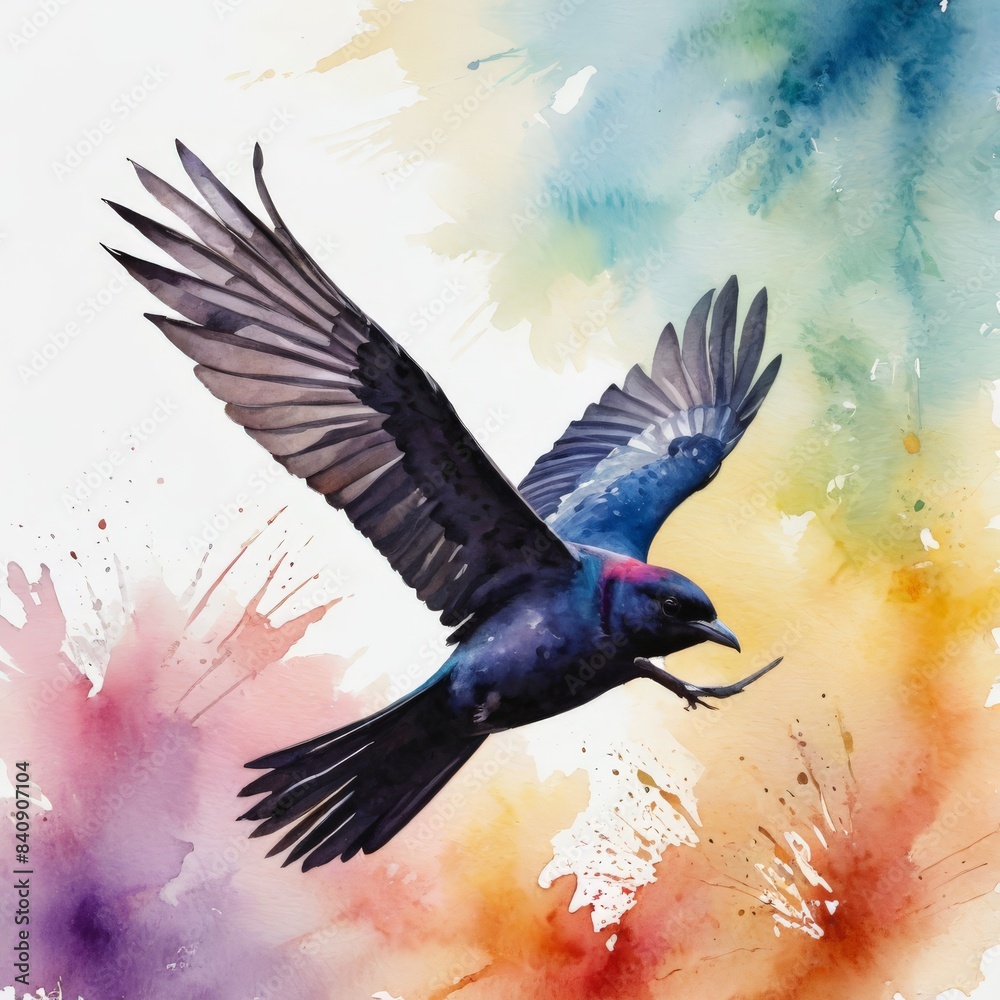 Obraz premium black bird fly in the sky