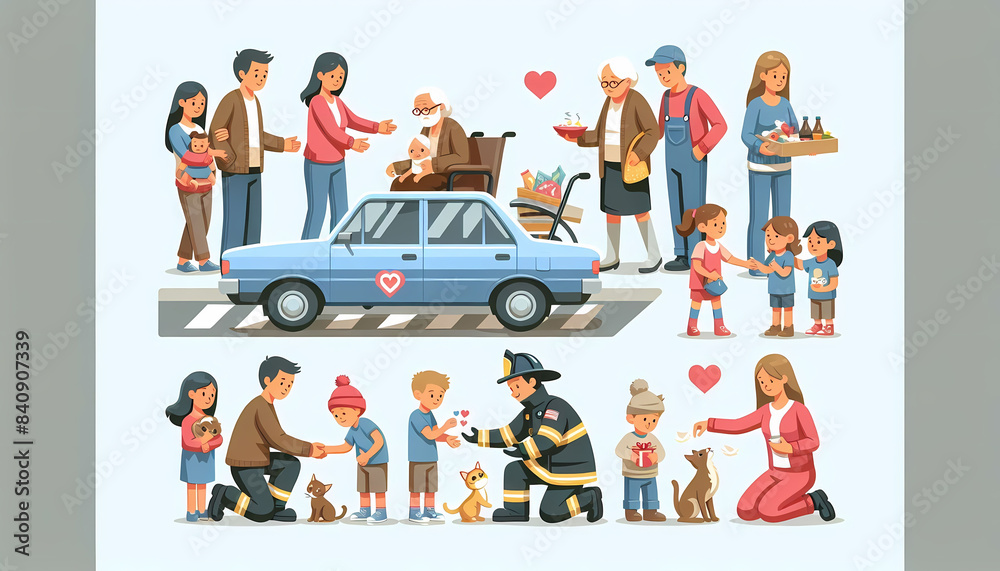Citizens Interacting Pedestrian Crossing Vector Illustration acts of care care jobs community support_neighborhood meeting
