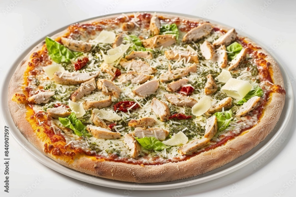 Tempting Caesar Chicken Pizza with Parmesan and Fresh Thyme Tempting Caesar Chicken Pizza with Parmesan and Fresh Thyme