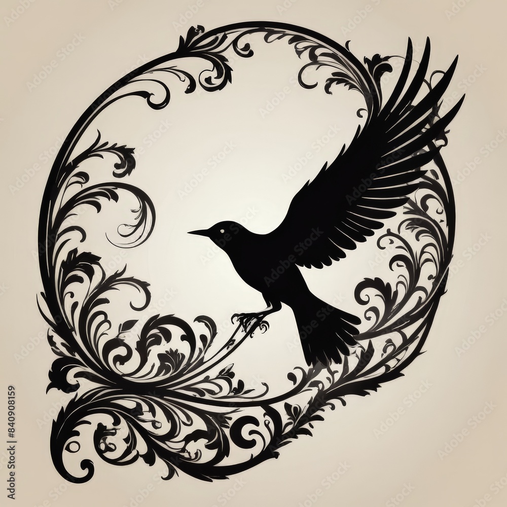 Obraz premium black bird fly in the sky