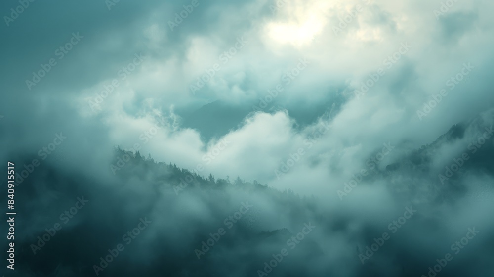 Misty Mountains with Forest Peaks. A serene view of misty mountains with tree-covered peaks, creating a mystical and tranquil natural landscape. Misty Mountains with Forest Peaks. A serene view of misty mountains with tree-covered peaks, creating a mystical and tranquil natural landscape.