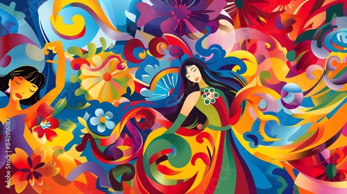 Background of a colorful aapi celebration  abstract background of Asian American and Pacific Islander Heritage Month 