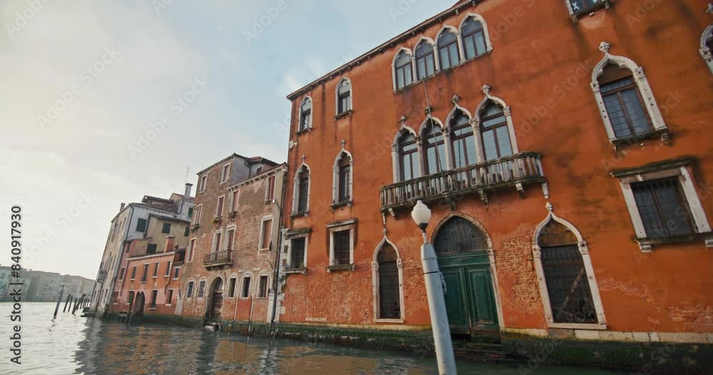 Venice's Romantic Charm: Architectural Wonders and Historic Buildings Along the Canals of Italy's Tourist Hub. High quality 4k footage Venice's Romantic Charm: Architectural Wonders and Historic Buildings Along the Canals of Italy's Tourist Hub. High quality 4k footage