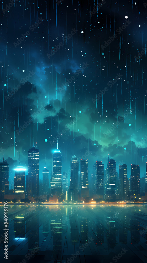 Obraz premium Panorama of city skyline at night