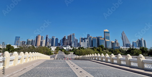 View of the modern metropolis of Doha in the Middle East in Qatar