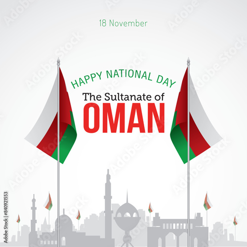 Oman national day vector illustration. Oman national day themes design concept with flat style vector illustration. Suitable for greeting card, poster and banner