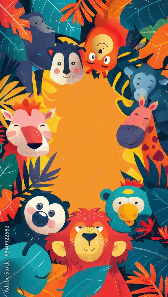 Animal Day Poster  Focus on a colorful Animal Day poster with various animals 