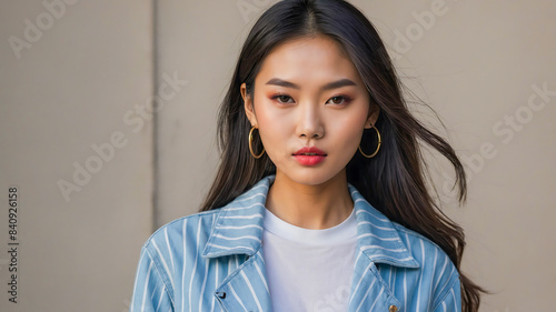 Stunning portrait of a beautiful asian female influencer and model