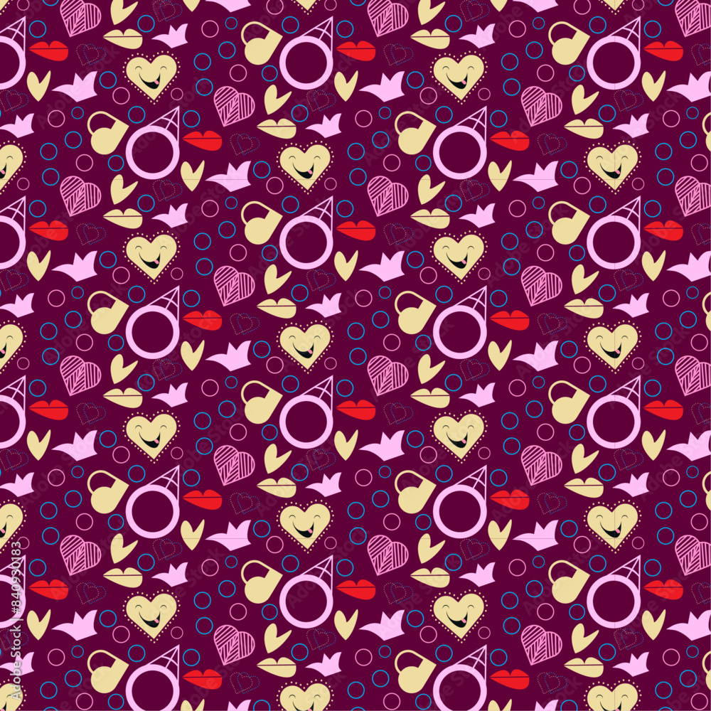 ring elements and love Emoji with love and lips