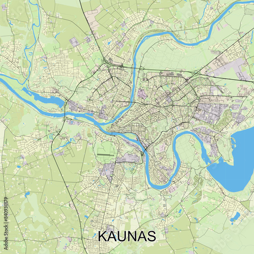 Kaunas, Lithuania map poster art