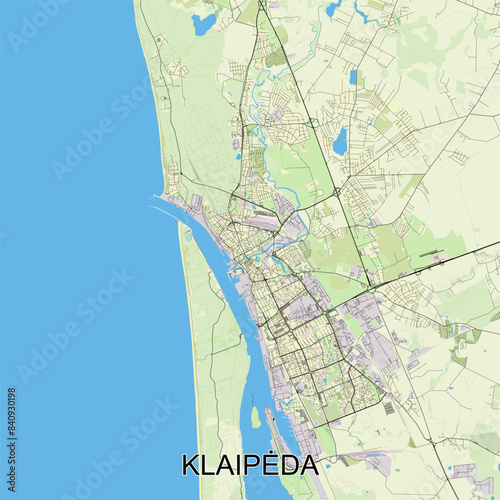 Klaipėda, Lithuania map poster art