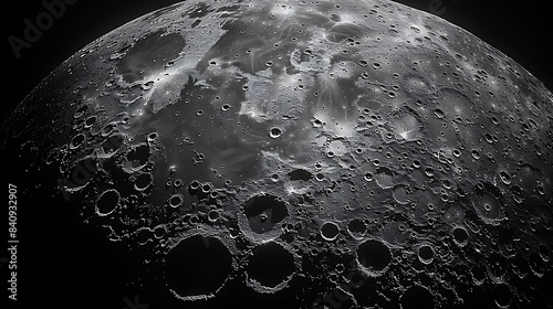 detailed closeup of the Moon's South Pole with its permanently shadowed regions and potential water ice deposits photo