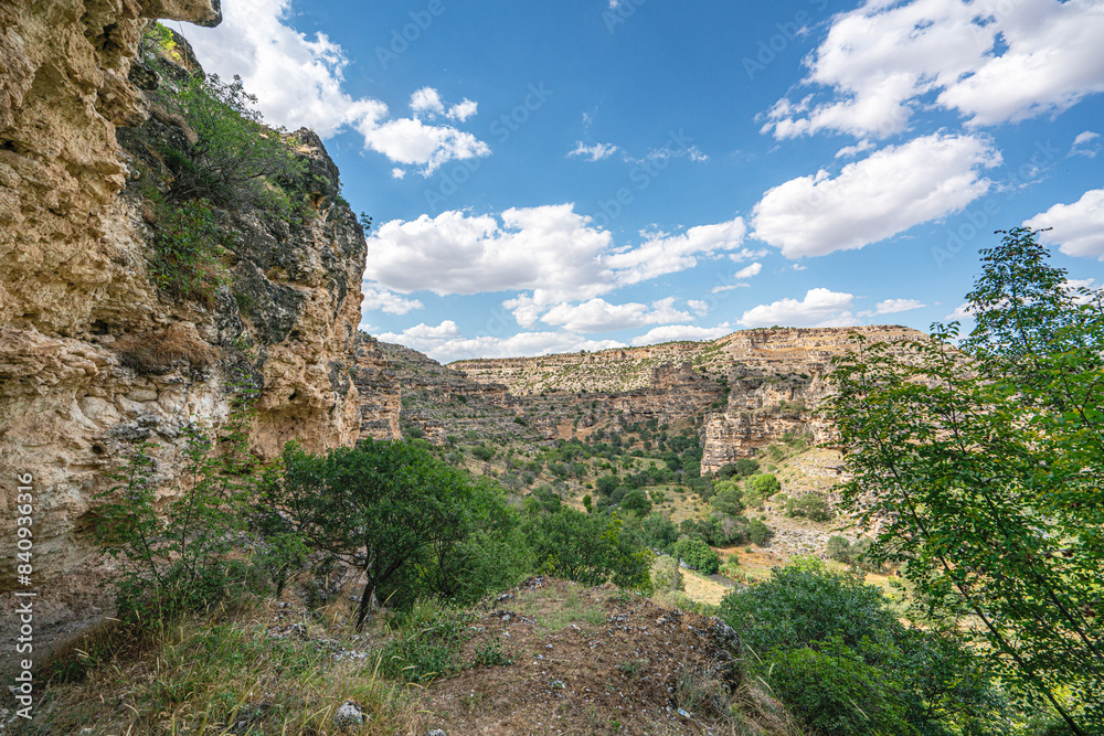 The scenic views of Ulubey Canyon Nature Park, which is a nature park in the Ulubey and Karahallı districts of Uşak, Turkey. The park provides suitable habitat for many species of animals and plants.