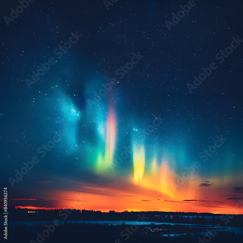 aurora borealis, the northern lights at kuldiga municipality, latvia isolated on white background, space for captions, png photo