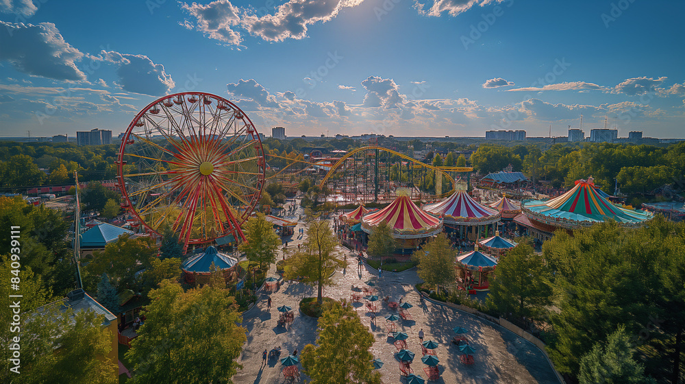 Naklejka premium 遊園地の空撮