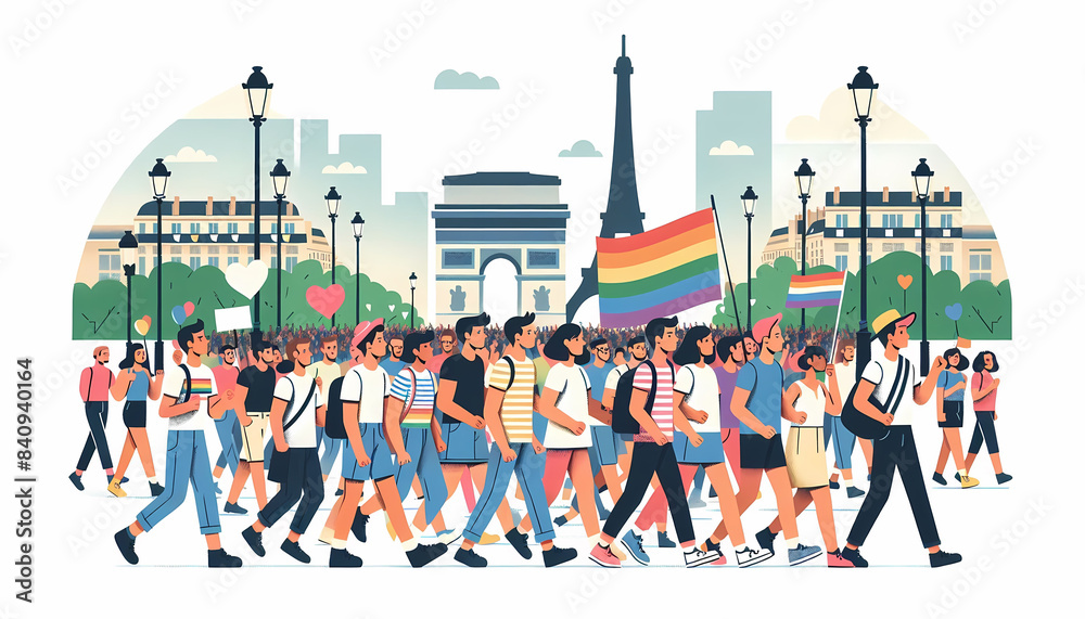 Pride Parade Eiffel Tower LGBTQ+ Celebration Paris