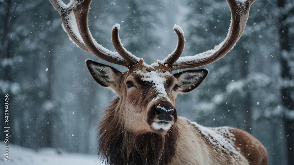 Fototapeta premium deer in the snow