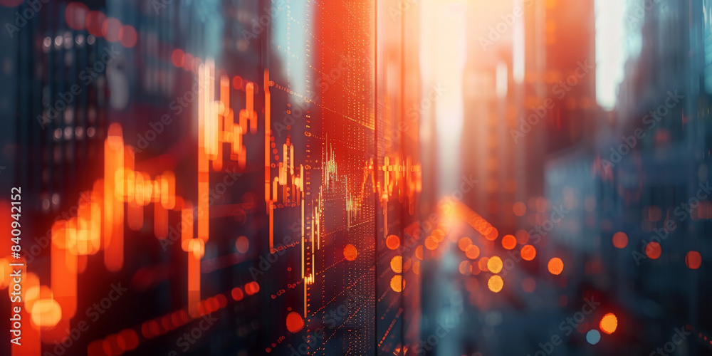 Fototapeta premium Stock Market Data with Red Graph Lines