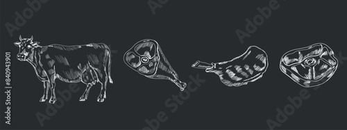 Wallpaper Mural Meat parts of the cow,calf,camel. Eid al adha sacrifice, meat vectors Torontodigital.ca
