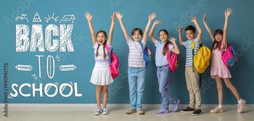 Little pupils with backpack...