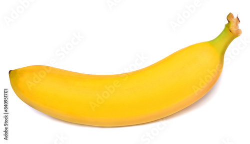 Single banana against white background