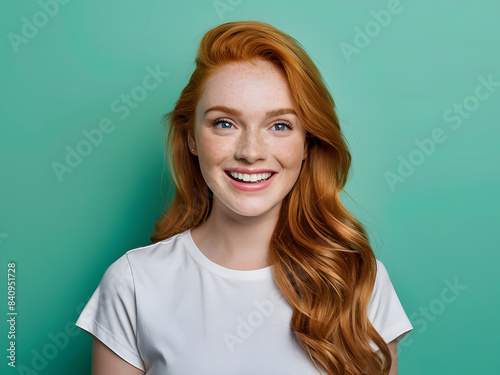 Chica bonita y sonriente con remera blanca