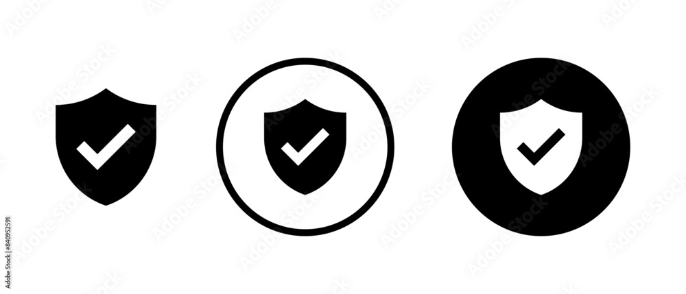 Shield with check mark icon set Shield with check mark icon set