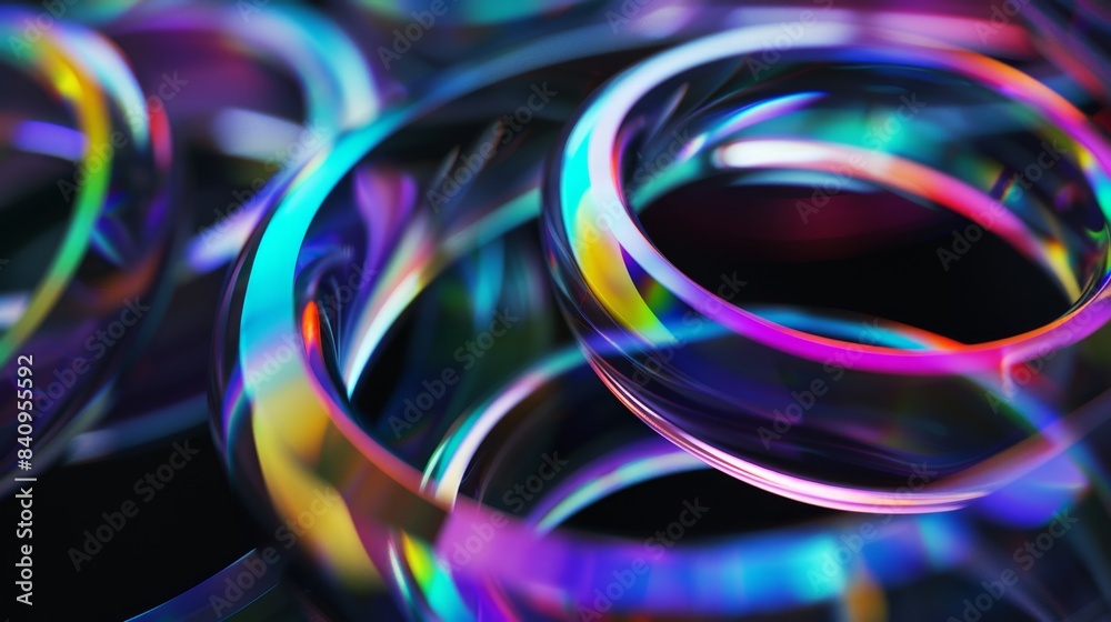 Abstract Colorful Light Rings, Generative AI Abstract Colorful Light Rings, Generative AI