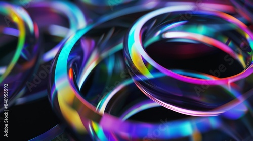 Abstract Colorful Light Rings, Generative AI
