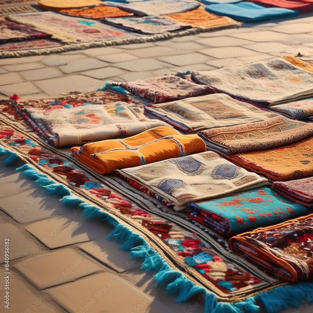 traditional moroccan carpets and textile in the old city of marrakech, morocco traditional moroccan carpets and textile in the old city of marrakech, morocco