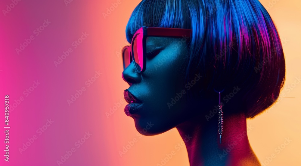 A woman with a short haircut and glasses is wearing earrings, Bob hairstyle A woman with a short haircut and glasses is wearing earrings, Bob hairstyle
