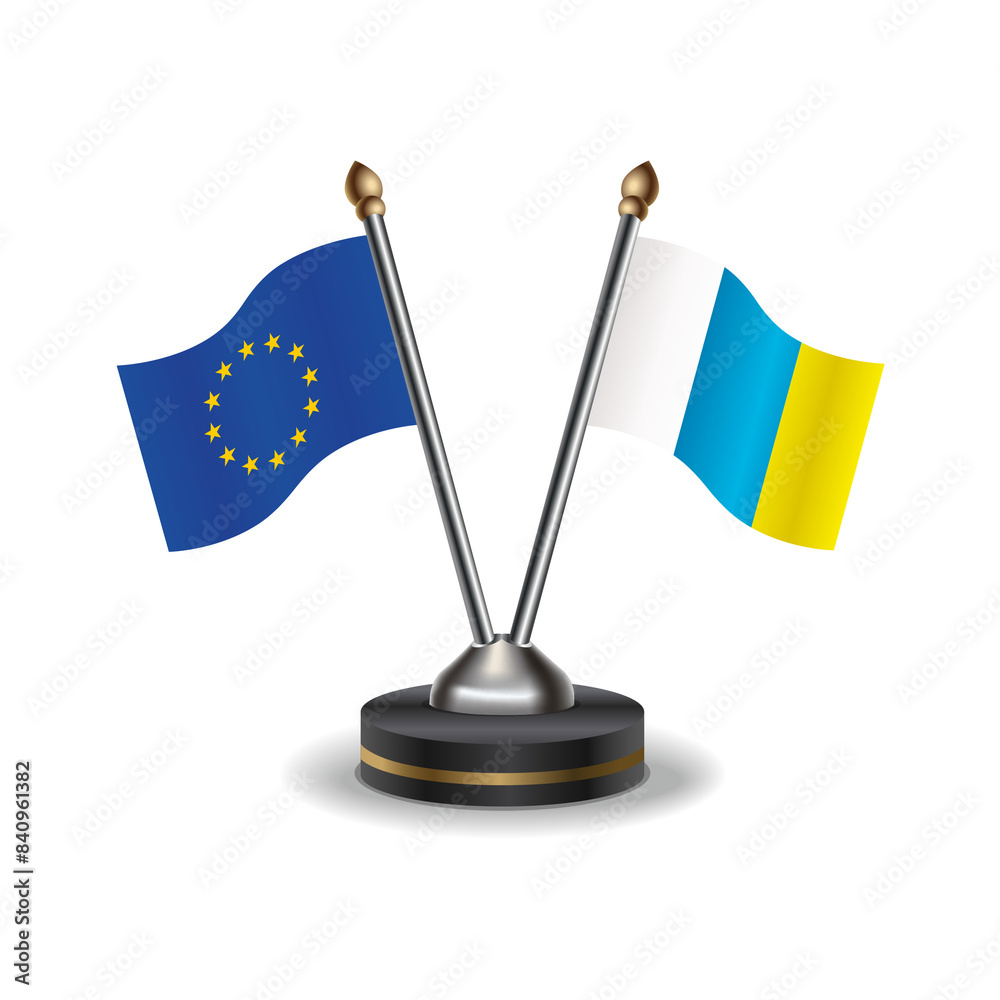 European Union and Canary Islands table flags relation with background transparent European Union and Canary Islands table flags relation with background transparent